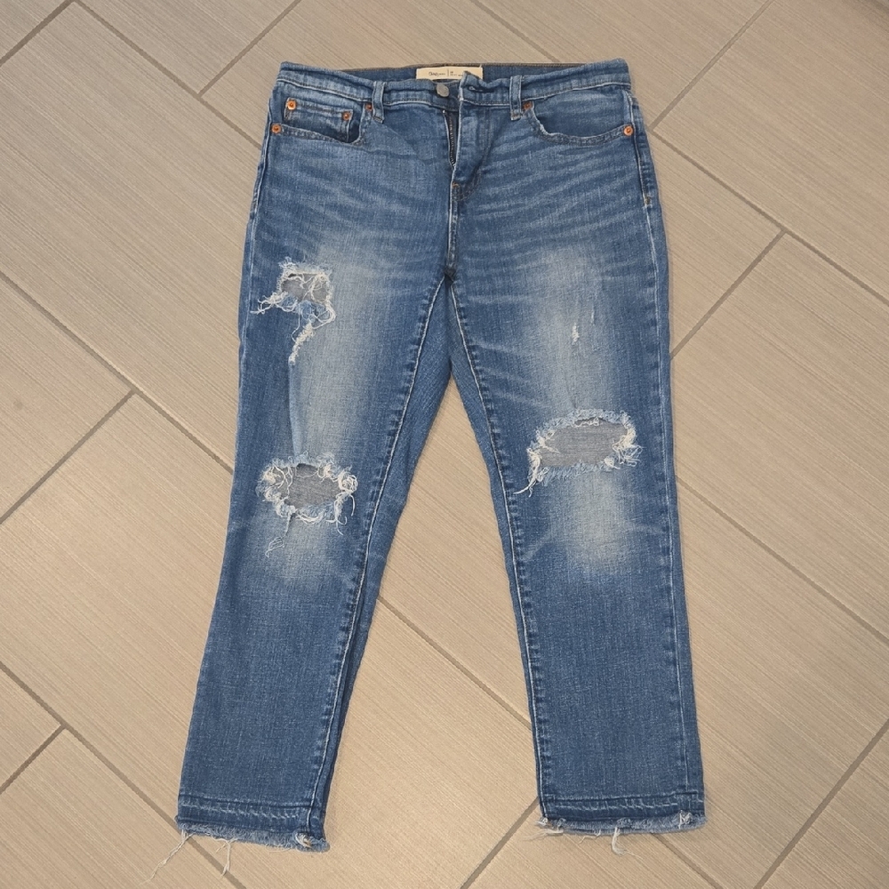 GAP Blue Ankle Cropped Distressed Jeans